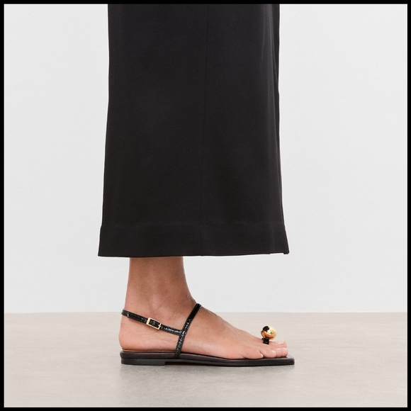 Flattered Idris Leather Snake Black Sandal - Picture 1 of 16
